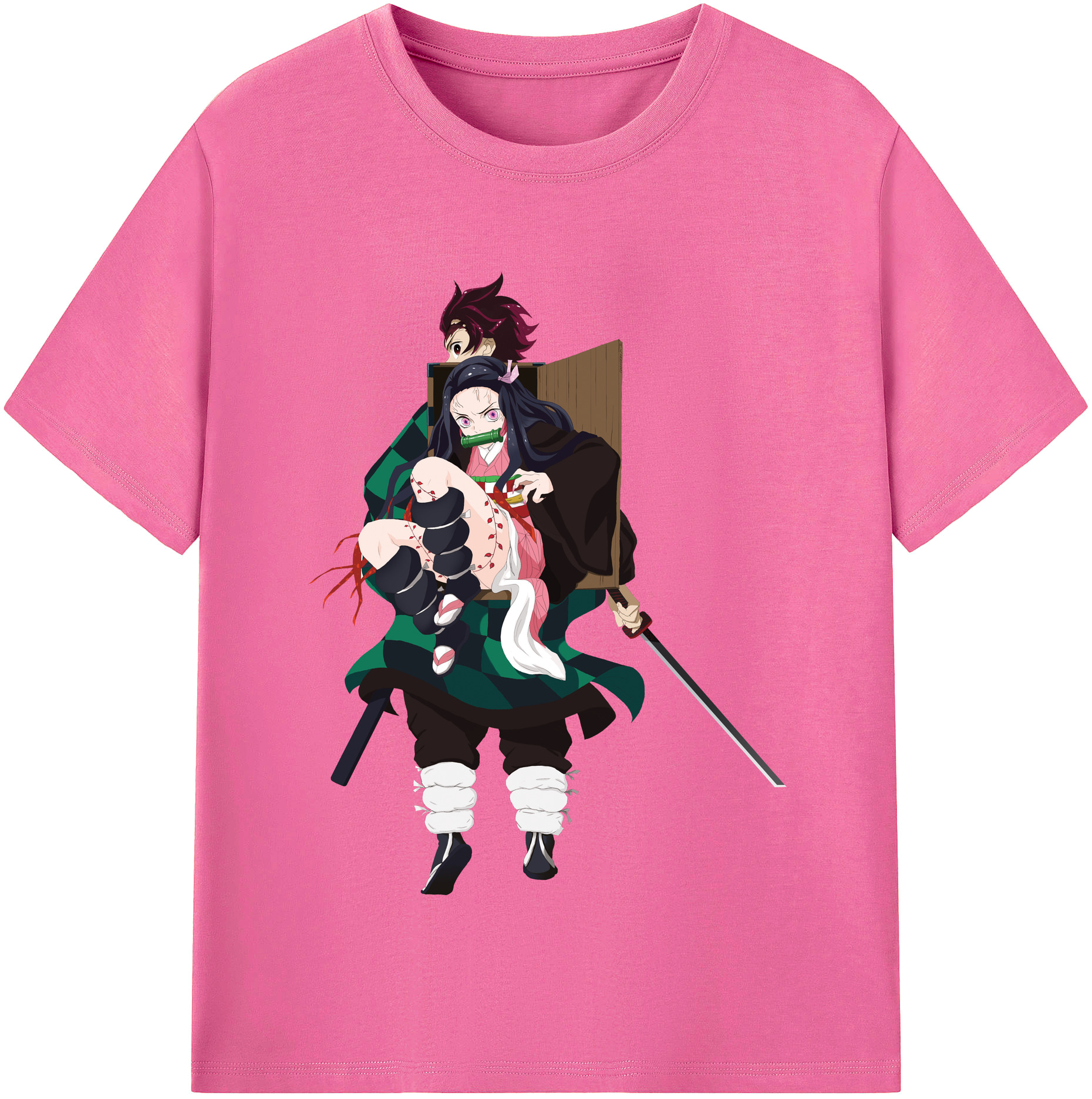 （画像用） 鬼滅の刃（きめつのやいば）竈門 禰󠄀豆子／かまど ねずこ Kamado Nezuko レディースカジュアルプリントTシャツ（綿100％）